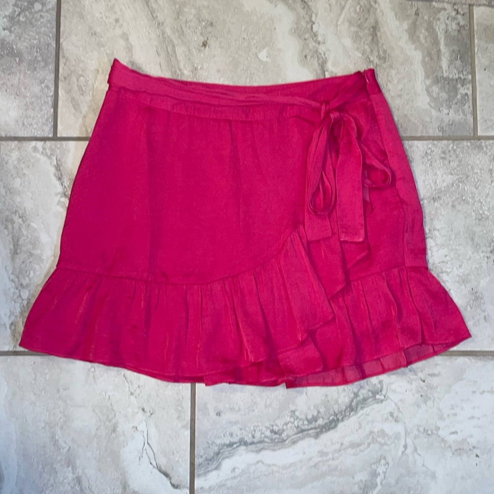Satin Mock Wrap Skirt